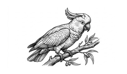 Cockatoo Parrot Freehand Sketch Vector Illustration © Munjurul