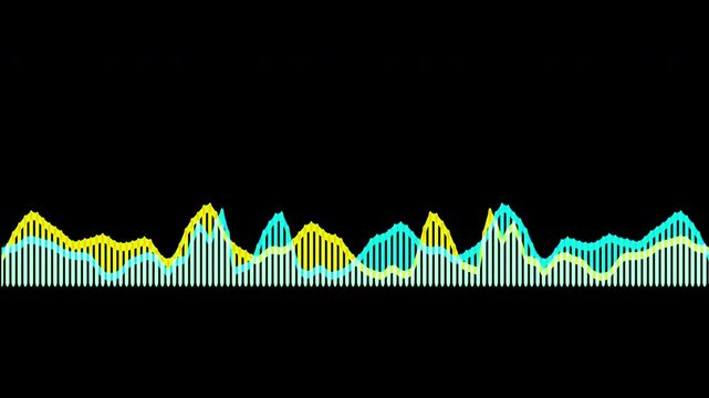 Colorful audio waveform spectrum animation.Spectrum audio animation, Wave form Audio Isolated on background. Audio spectrum wave effect, waveform beats.Green background.