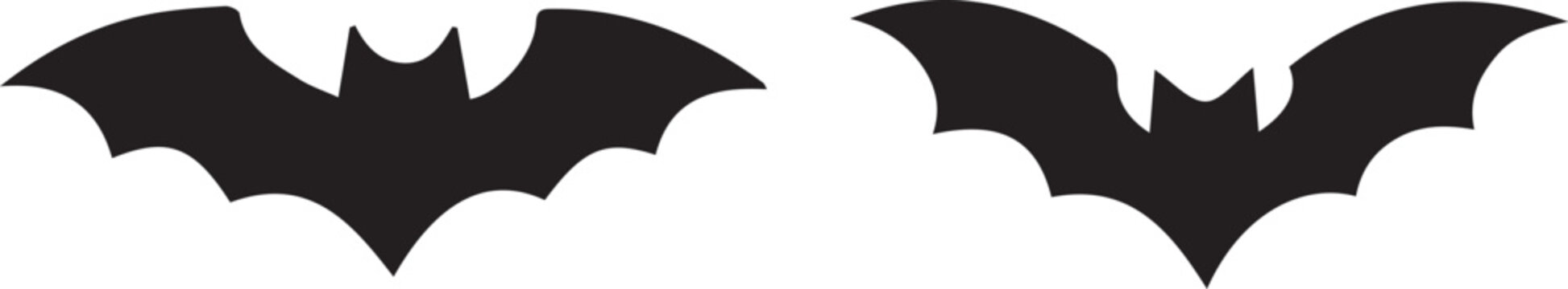 Black bat wings icon set with sharp edges Vector