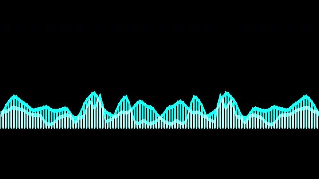 Colorful audio waveform spectrum animation.Spectrum audio animation, Wave form Audio Isolated on background. Audio spectrum wave effect, waveform beats.Green background.