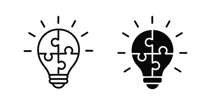 Problem Solving Icon, Line Art Vector Graphic Featuring Editable Outline and Solid Styles for Business Solutions, User Experience, Apps, and Web Design