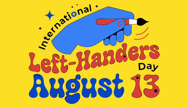 Left handers day, International Left-Handers Day, August 13, vector icon