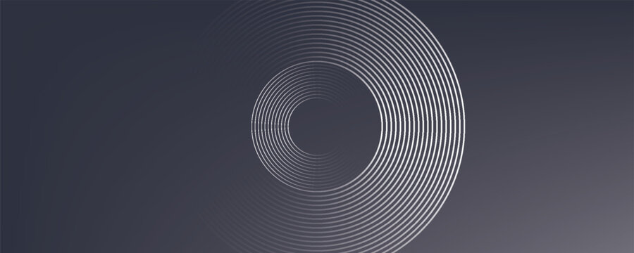 Abstract dark gray background with elegant concentric circles. Modern minimalist geometric thin lines pattern on a premium charcoal backdrop vector.