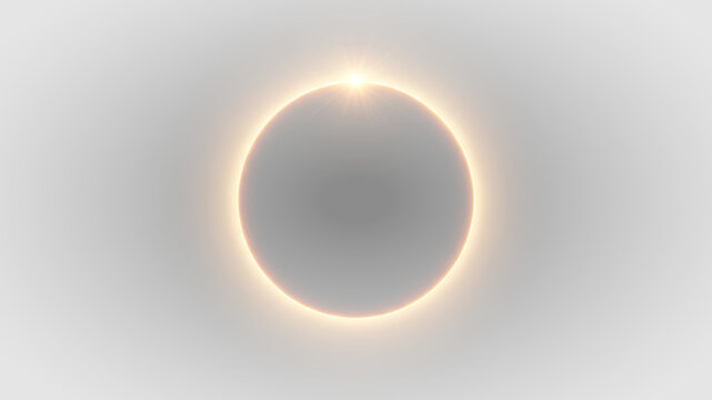 solar eclipse with glowing corona and diamond ring effect in outer space