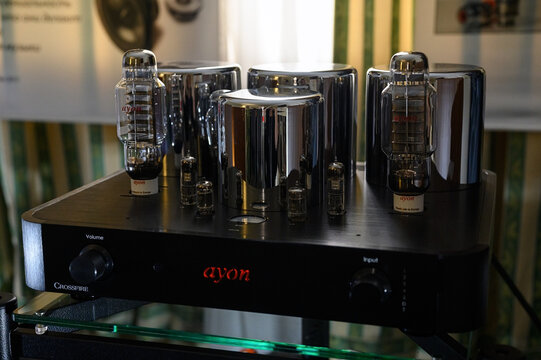 Moscow, Russia - October 20, 2024: Ayon Audio Crossfire Evo vacuum tube integrated amplifier