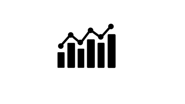 Business growth concept in graph chart animation icon.Trajectory for marketing and advertising animation on white background.