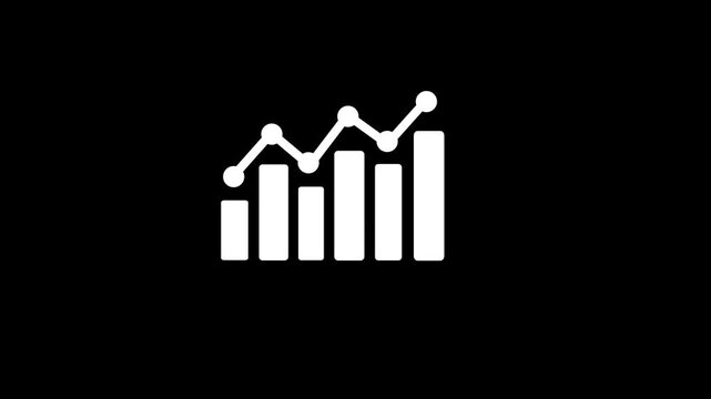 Business growth concept in graph chart animation icon.Trajectory for marketing and advertising animation on black background.