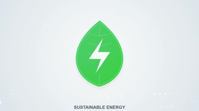 Green Leaf and Lightning Bolt Sustainable Energy Concept