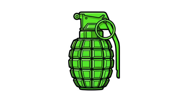 Green hand grenade with safety pin and textured body