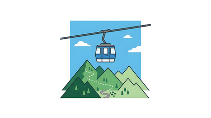 Cable car over mountains © Vector/ICON4U
