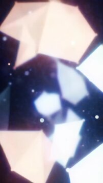 abstract glowing geometric shapes in space, bokeh lights and particles, futuristic background motion