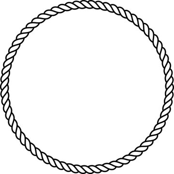 Minimal Rope Circular Border Frame Abstract Twisted Line Vector Decorative Round Outline Design Isolated On White Background