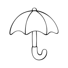 Cute hand drawn umbrella line art doodle icon isolated on transparent background for coloring page and seasonal autumn design © Muhammadferi