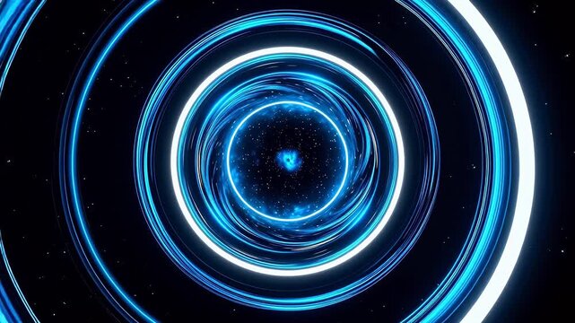 Blue glowing circular vortex with space background