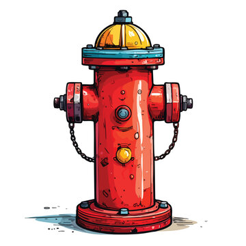 A vibrant red fire hydrant illustration isolated on white background.