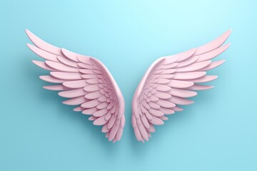 Fototapeta premium Minimal cute blue wing angel archangel softness.