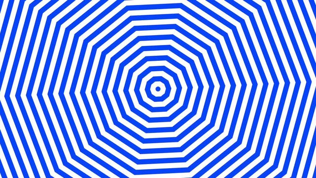 A loop animation concentric octagon pattern background,blue and white color with motion blur