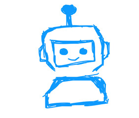 Naklejka premium Cute Blue Robot Character Mascot Outline Sketch for AI Chatbot