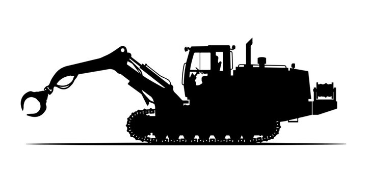 Boom lift and cherry picker silhouettes set, aerial work platform machines with operators in elevated working positions isolated on white background vector illustration, Cherry Picker Detailed 