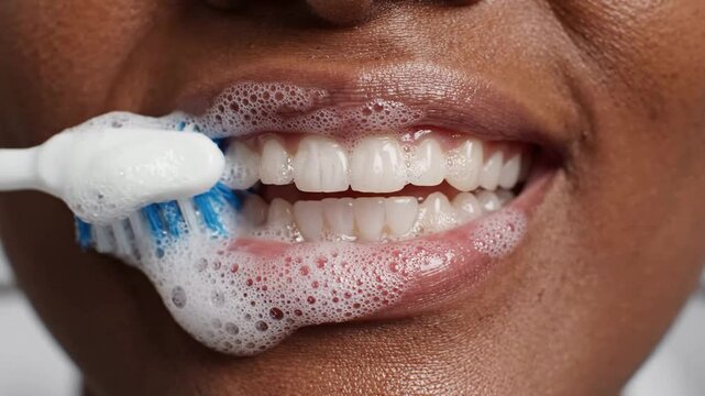 Teeth Brushing with Toothbrush and Toothpaste.