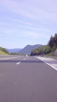 View from vehicle while driving on highway around Croatia