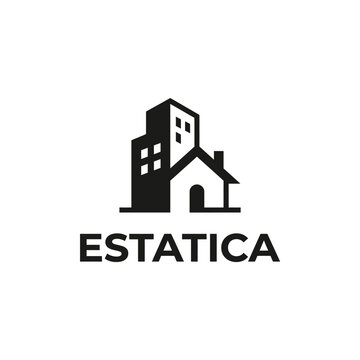 Estatica logo with house buildings.