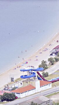 Summer beach in Pag city long shot