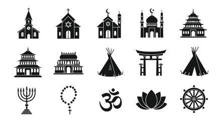 Religious architecture and spiritual symbols collection © titik