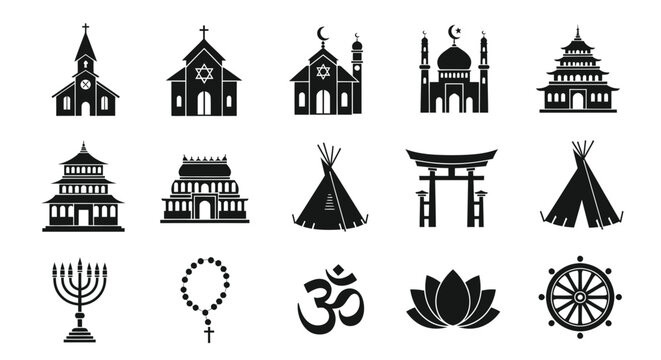 Religious architecture and spiritual symbols collection