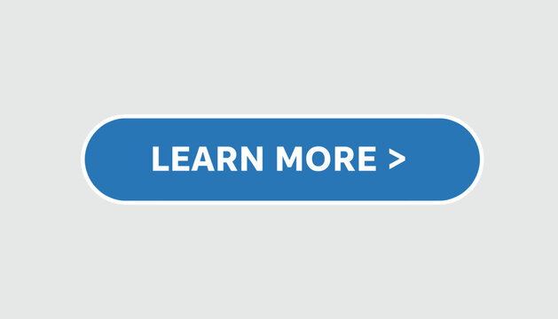 Blue learn more call to action web button with arrow symbol represented as a clean modern user interface asset.