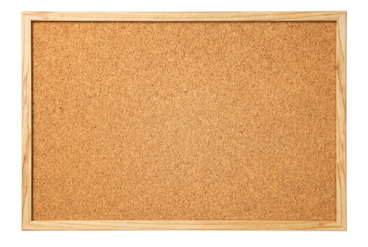 Rectangular cork bulletin board with light wooden frame