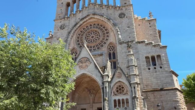 Medieval church in Soller, Mallorca. A classical gothic architecture from the Mediterranean. 