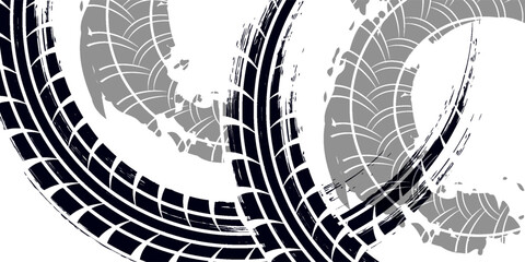 Tire tread marks, wheel textures, tire marks - car racing, motocross, drift, rally, off-road and others. © fathor
