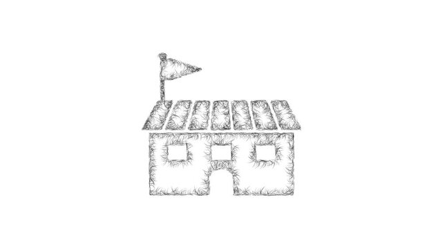 Sketch barracks icon animation - smooth progressive reveal