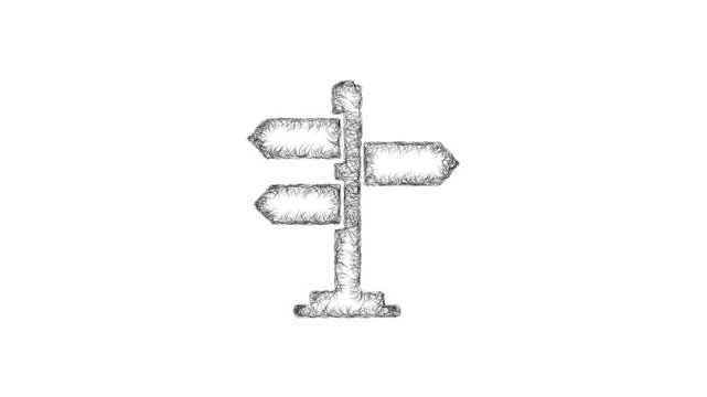 Sketch wayfinding sign icon animation - smooth progressive reveal