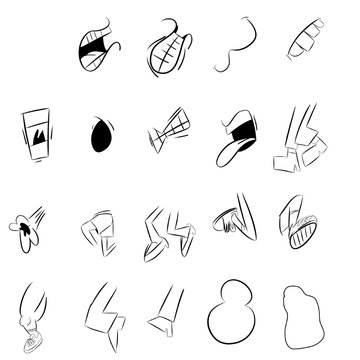 set of hand drawn sketch icons for design and illustrator
