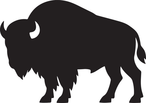 American bison silhouette vector illustration. Wild buffalo icon