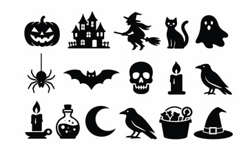 Fototapeta premium Halloween Spooky Vector Icons Set 