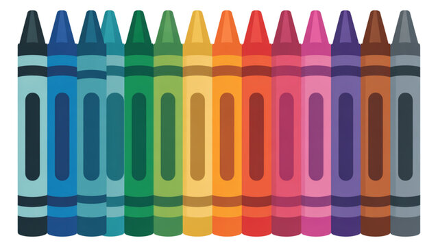 Assorted colorful crayons standing upright in a rainbow order Vector
