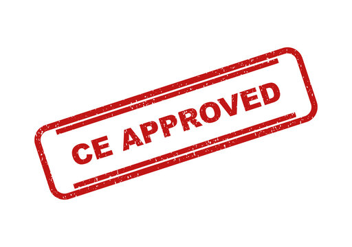 Red ce approved rubber stamp mark for product safety compliance
