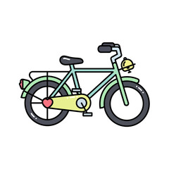 Fototapeta premium Cute Mint Green Retro Bicycle Illustration with Heart and Bell Decoration