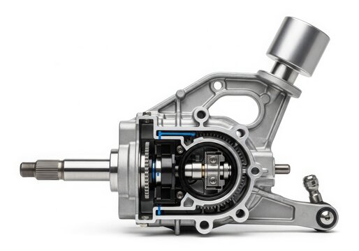 Close-up view of an internal combustion engine's intricate components and mechanisms.