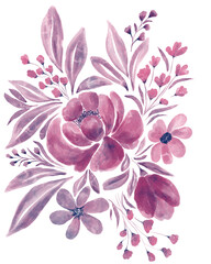 Watercolor blooms in soft mauve and rose hues © Inna Sobolieva