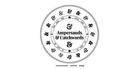 Naklejka premium Amper­sand Emblem with Catchwords Typography Design in Black and White Vector Style on Circular Frame