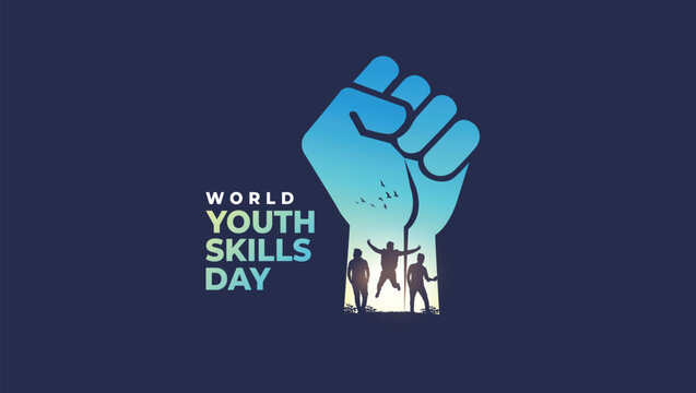World Youth Skills Day concept vector illustration. Young peoples celebrating success.	