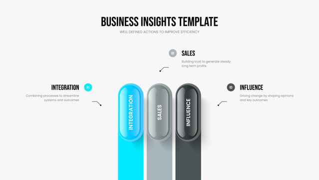 Creative Forecast 3 Element Diagram Slideshow Design. Digital Insight Frame Layout Vector Illustration. Visual Plan Three Step Infographic Presentation Template.
