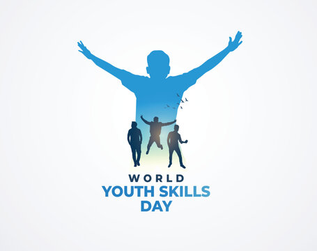 World Youth Skills Day concept vector illustration. Young peoples celebrating success.	