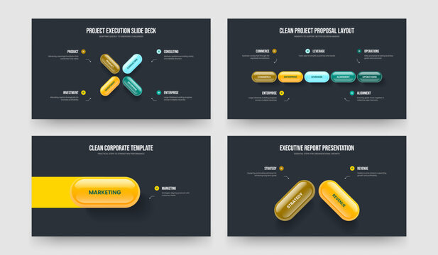Product Forecast 4 5 1 2 Step Infographic Presentation Layout Bundle. Visual Planning Four Five One Two Element Diagram Slide Template Vector Illustration Set.