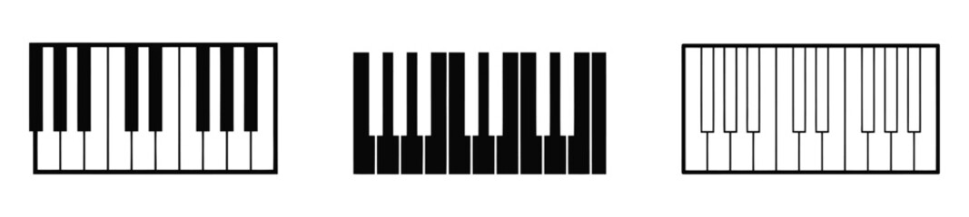 Vector icon piano keyboard. Piano keyboard silhouette. This image shows a piano keyboard silhouette, also known as a keyboard clipart or piano keys vector.  © JannatGraphicDesign
