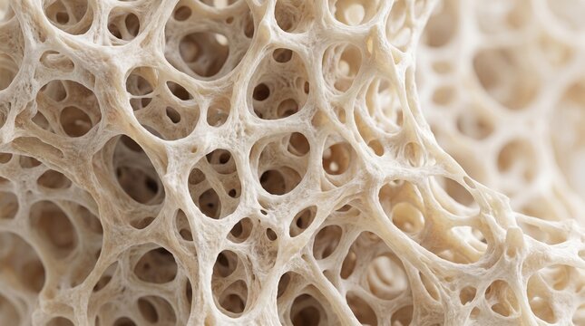 Microscopic abstract of clinical biodegradable polymer texture resembling porous bone